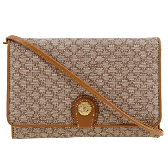 Celine CELINE Old Shoulder Bag Macadam Clutch PVC x Leather Beige 2way Type W... - Picture 1 of 11